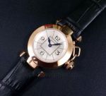 Replica Cartier Pasha Lady Watch - Black Leather Rose Gold Case